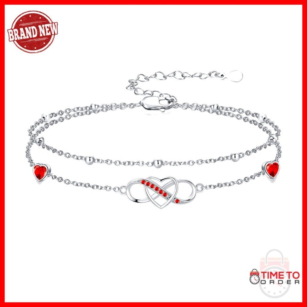 Sterling Silver Infinity Ankle Bracelet Waterproof Adjustable Delicate Jewelry